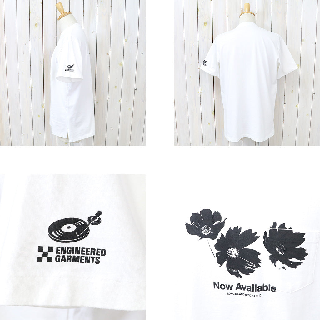 ENGINEERED GARMENTS : Printed Cross Crew Neck T-shirt-Flower (White)