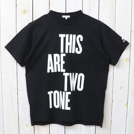 ENGINEERED GARMENTS : Printed Cross Crew Neck T-shirt-This Are (Black)