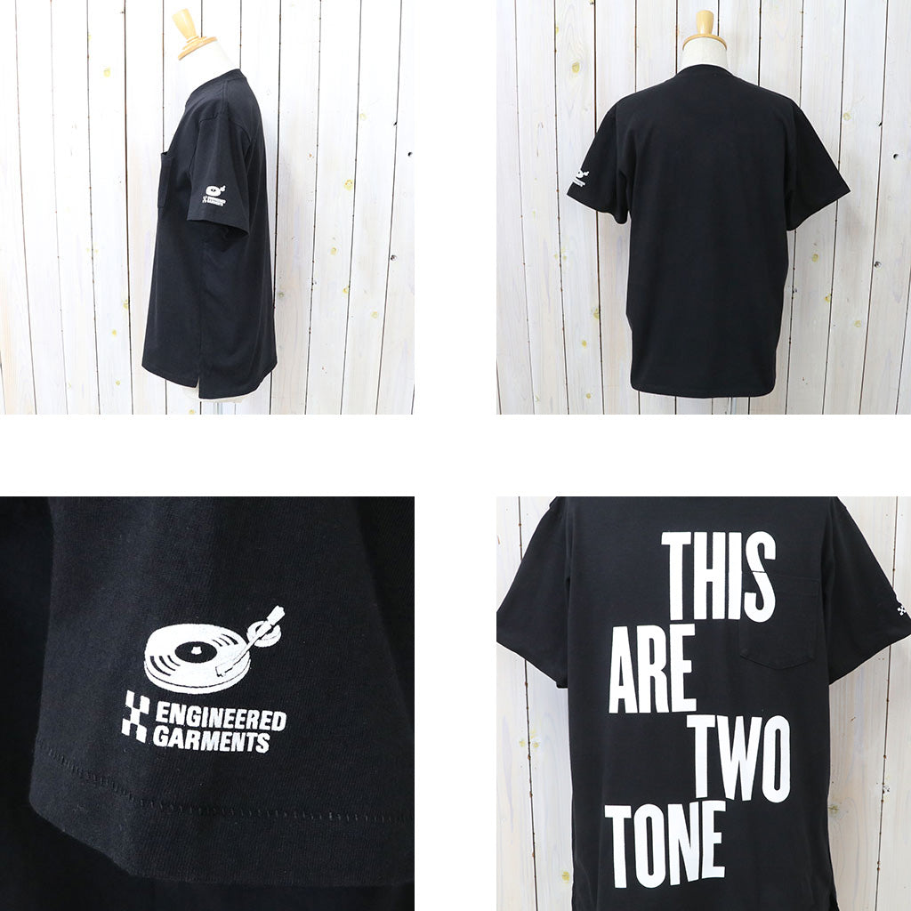 ENGINEERED GARMENTS : Printed Cross Crew Neck T-shirt-This Are (Black)