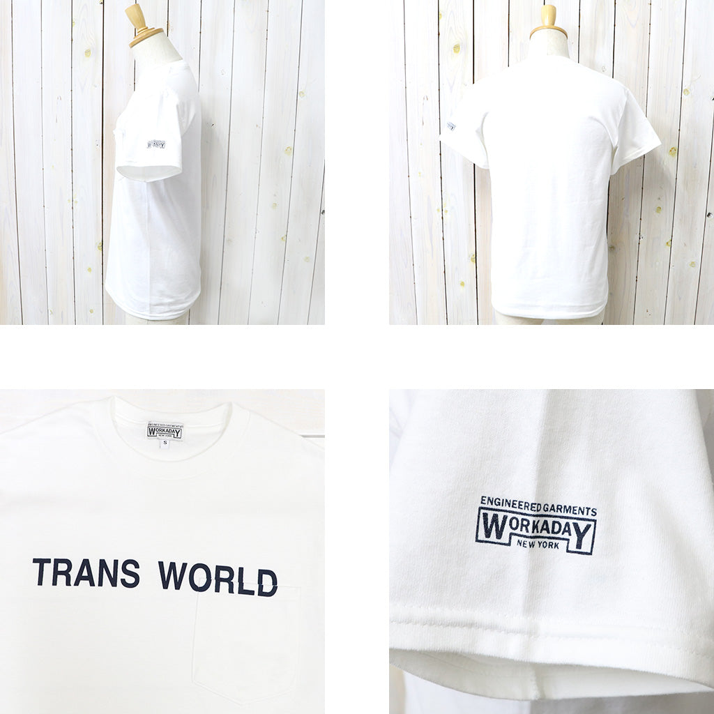 ENGINEERED GARMENTS WORKADAY : Printed S/S Tee-Trans World (White)