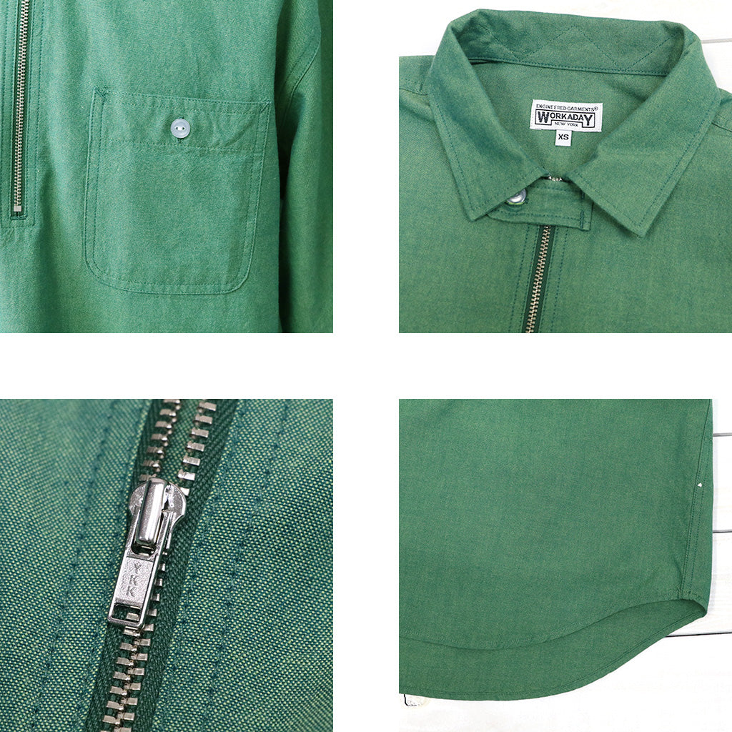 ENGINEERED GARMENTS WORKADAY : Spinnaker Shirt-Cotton Iridescent (Green)