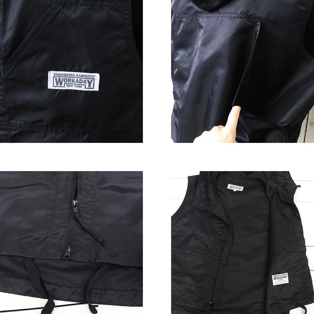 ENGINEERED GARMENTS WORKADAY : Hooded Vest-Flight Satin Nylon