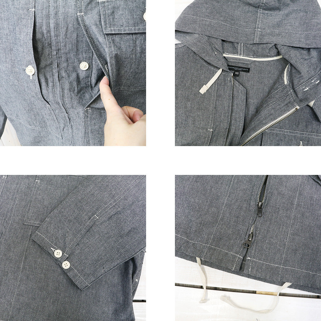 ENGINEERED GARMENTS : Zip Hooded Shirt-Cotton Chambray