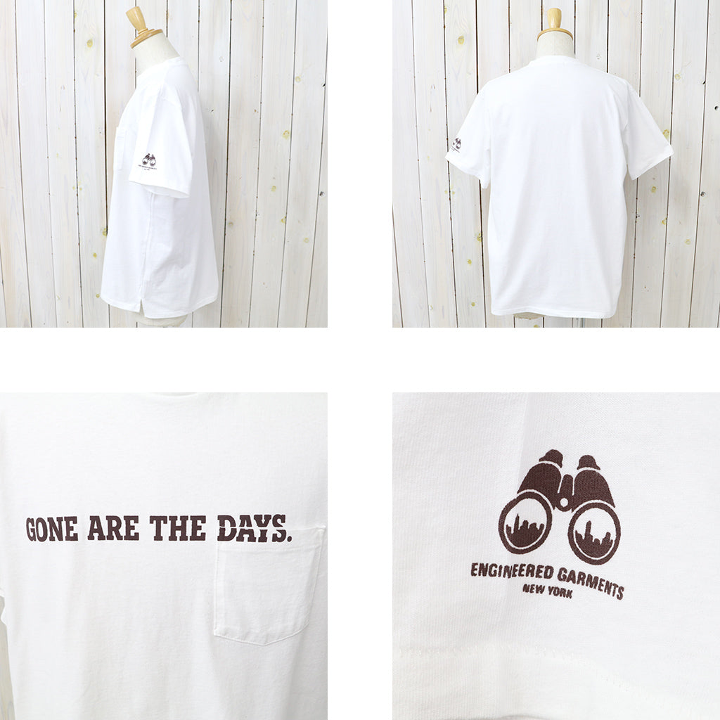 ENGINEERED GARMENTS : Printed Cross Crew Neck T-Shirt-Gone (White)
