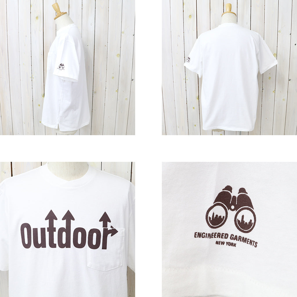 ENGINEERED GARMENTS : Printed Cross Crew Neck T-Shirt-Outdoor (White)