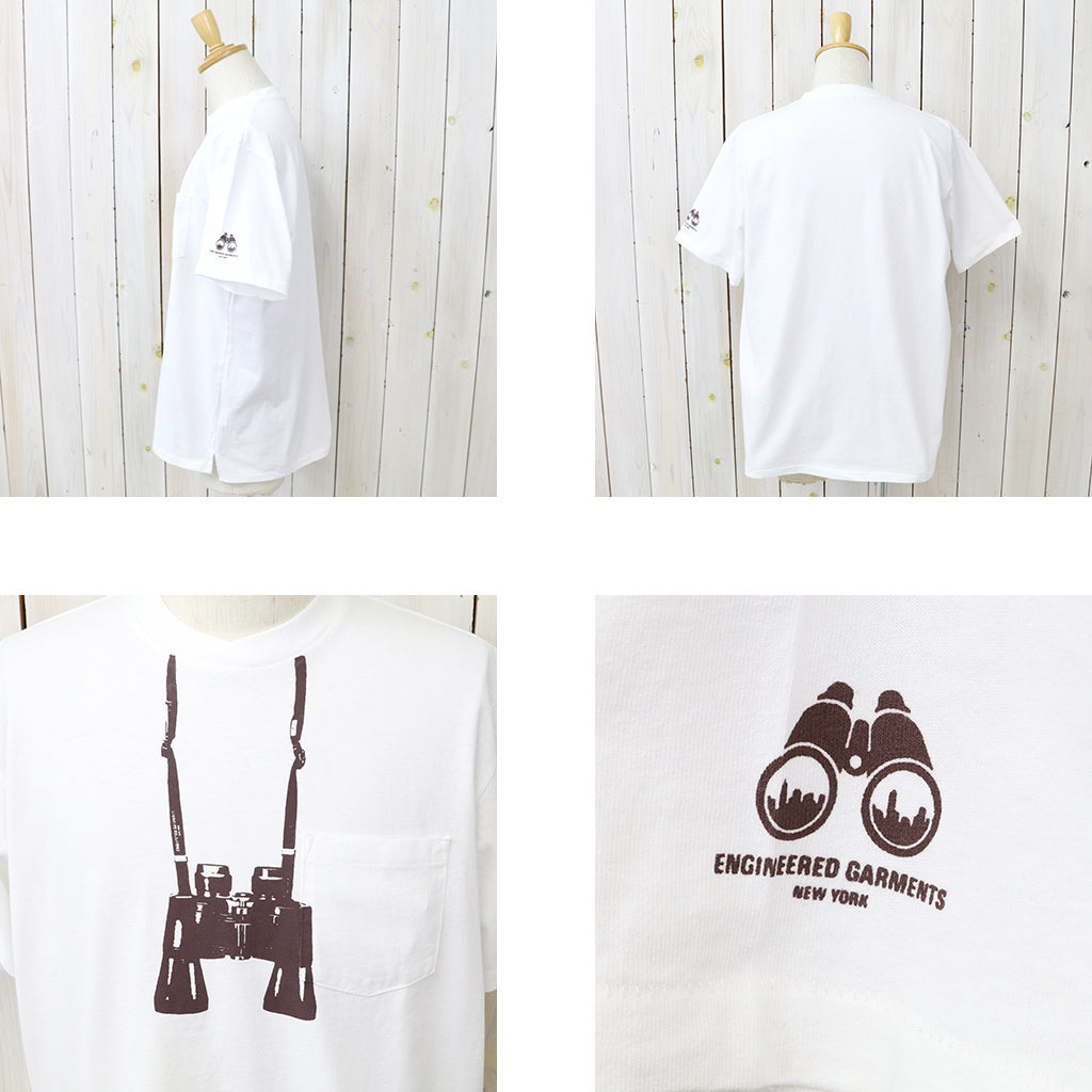 ENGINEERED GARMENTS : Printed Cross Crew Neck T-Shirt-Binocular (White)