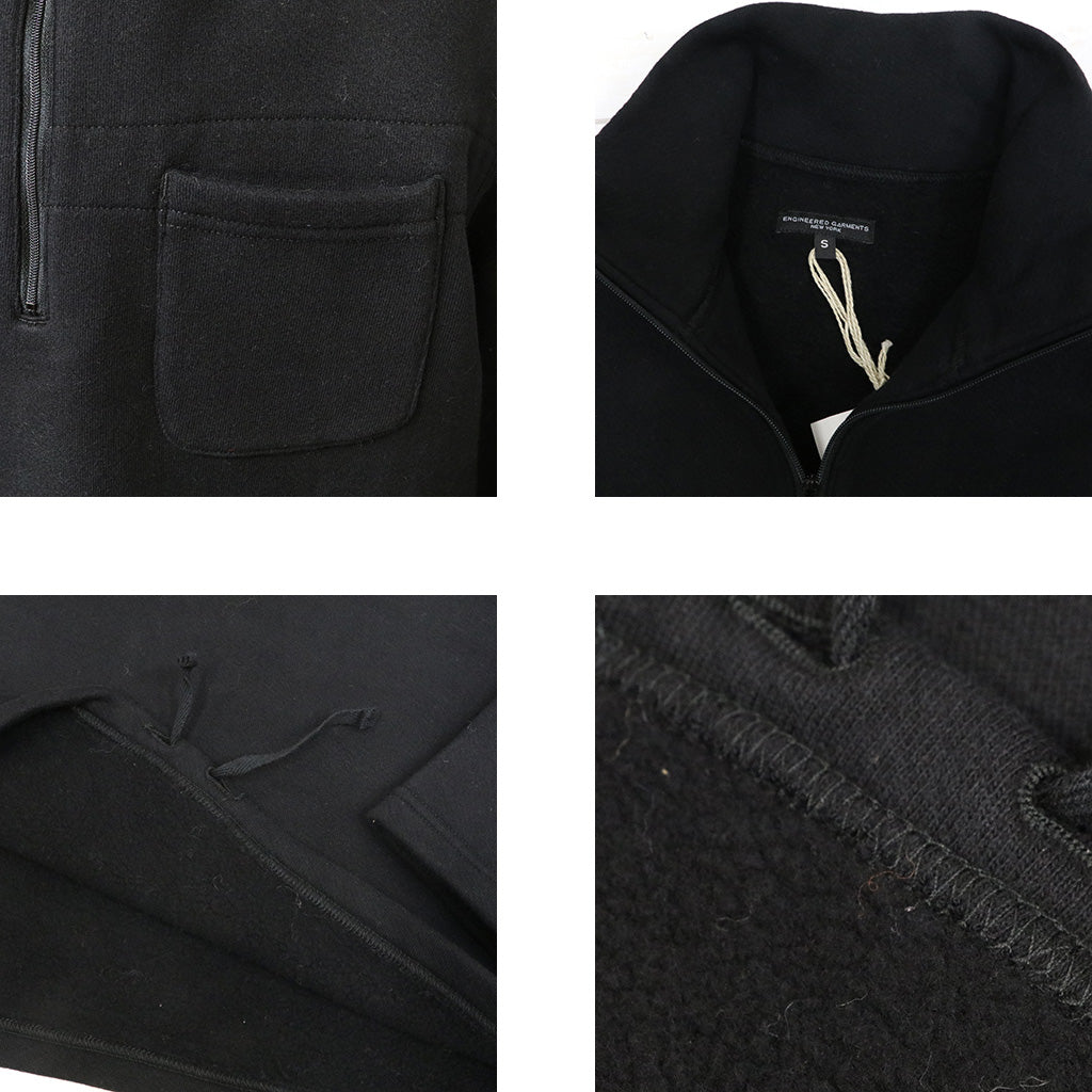 ENGINEERED GARMENTS : Zip Mock Neck-12oz Cotton Fleece (Black)