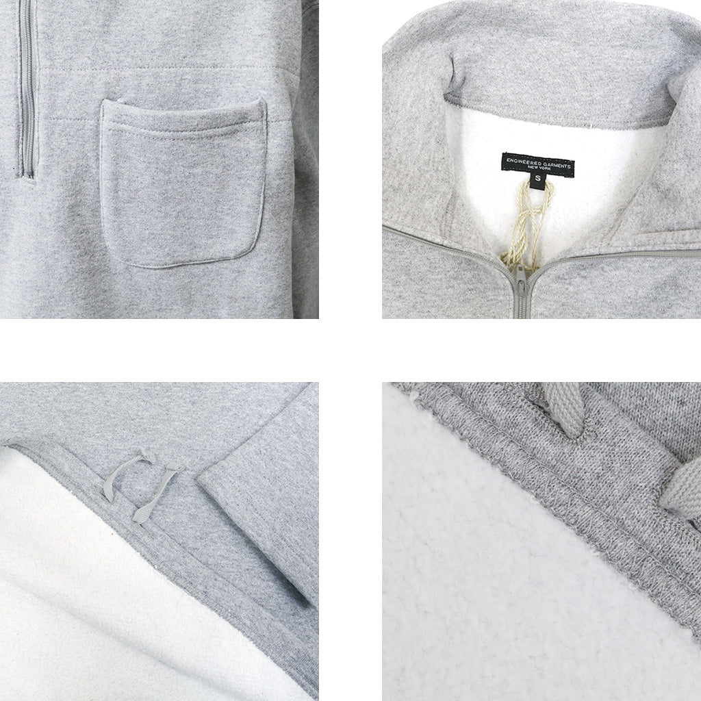 ENGINEERED GARMENTS : Zip Mock Neck-12oz Cotton Fleece (H.Grey)