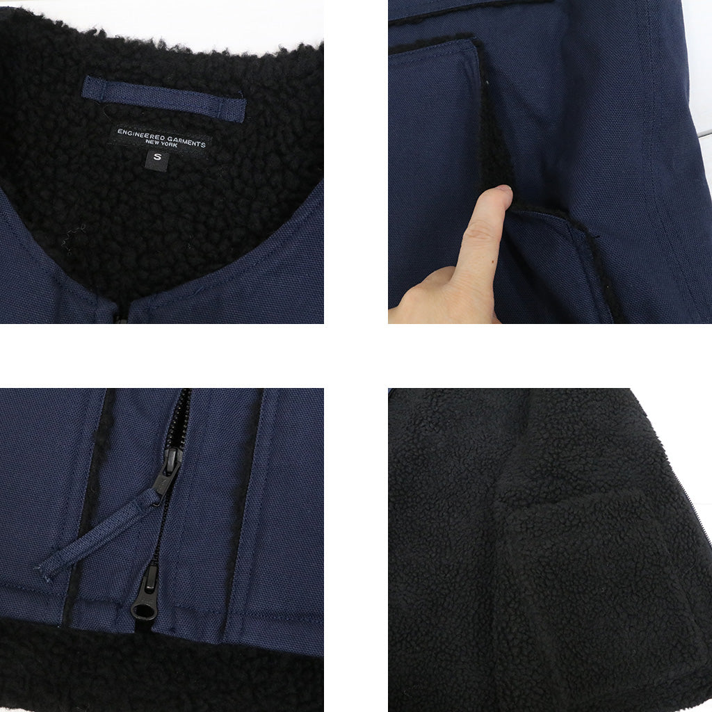 ENGINEERED GARMENTS : Over Vest-10oz Duck Canvas/Black Polyester Shearling