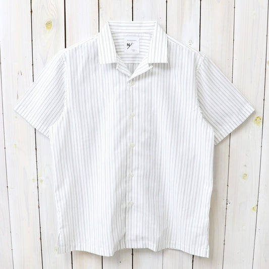 NEUTRALWORKS. : SHORT SLEEVE OPEN COLLAR RAMIE MIXED SHIRT (オフノベルティーストライプ)