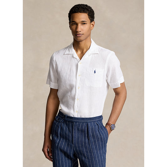 POLO RALPH LAUREN : クラシックフィット リネン キャンプシャツ (WHITE)