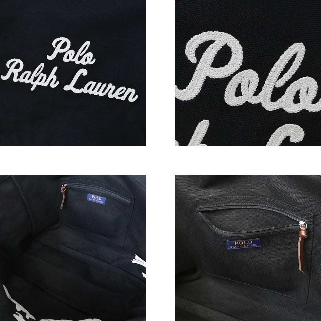 POLO RALPH LAUREN : エンブロイダリー キャンバス トート (BLACK)