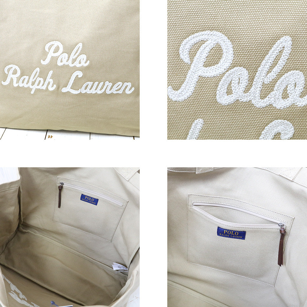 POLO RALPH LAUREN : エンブロイダリー キャンバス トート (LIGHT BEIGE)