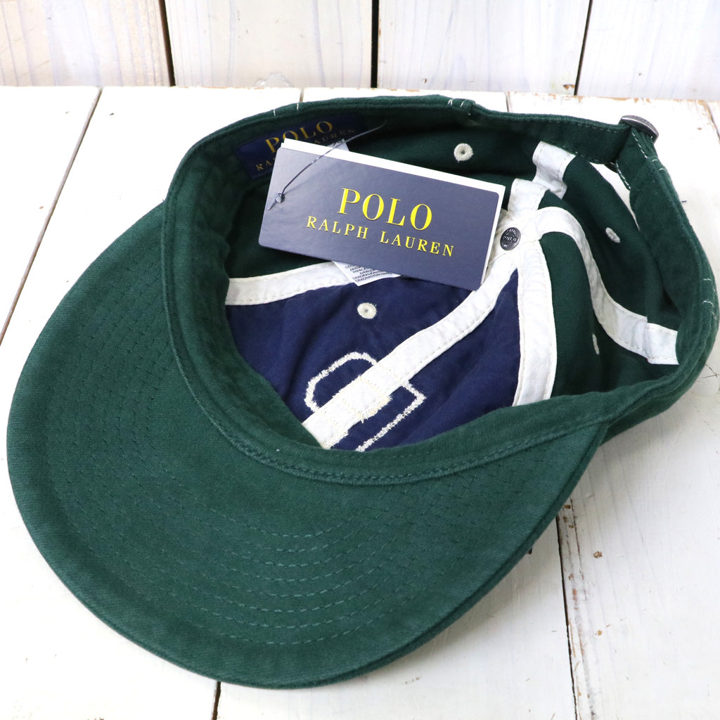POLO RALPH LAUREN : CHAMOIS ”P” AUTHENTIC BASEBALL CAP (COLLEGE GREEN)