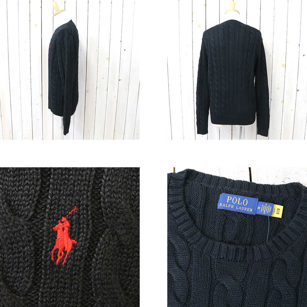 POLO RALPH LAUREN : ケーブルニット コットン セーター (POLO BLACK)