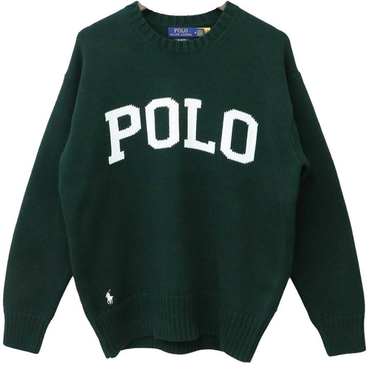 POLO RALPH LAUREN : BIG FIT 5GG COTTON CREW NECK GRAPHIC SWEATER (COLLEGE GREEN)
