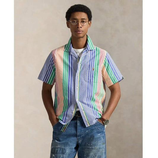 POLO RALPH LAUREN : クラシックフィット ストライプ シアサッカー シャツ (MULTI)