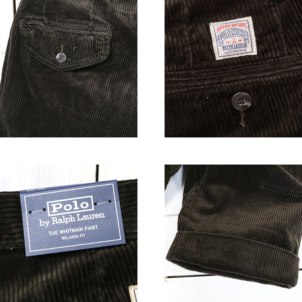 POLO RALPH LAUREN : RELAXED FIT CORDUROY WHITMAN CHINO PLEATED PANTS (DARK BEECH)