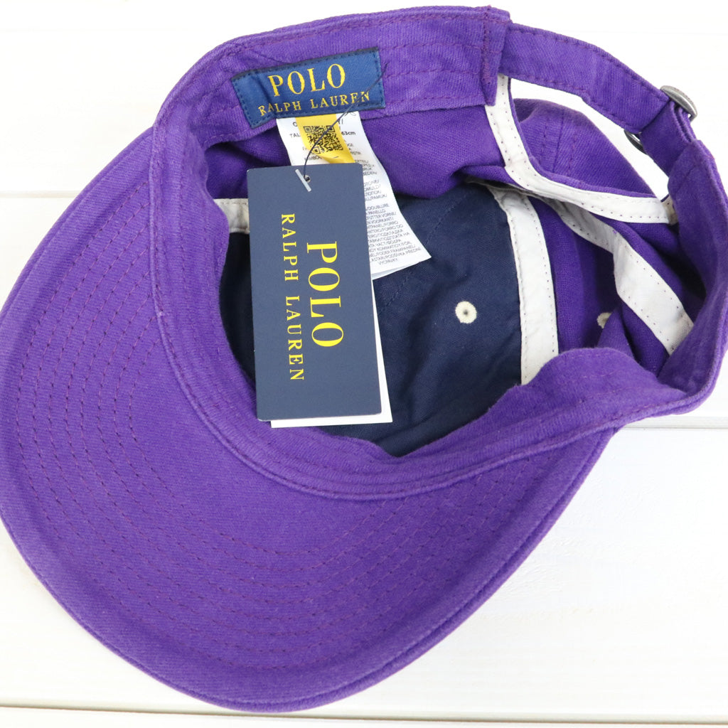 POLO RALPH LAUREN : FELT-PATCH CHAMOIS BASEBALL CAP (PURPLE CACTUS)