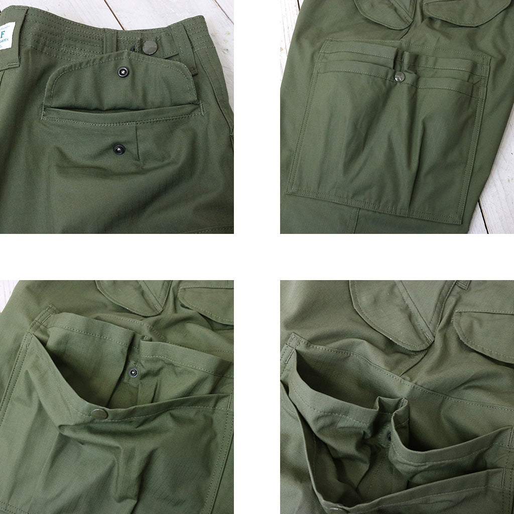 SASSAFRAS : OVERGROWN PANTS 1/2(ARMY RIPSTOP) (OLIVE)