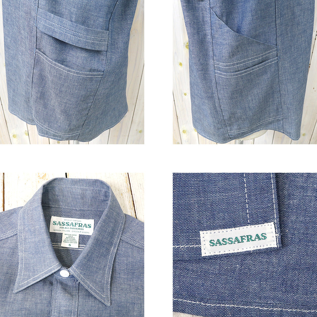 SASSAFRAS : GARDENER SHIRT 1/2(5oz CHAMBRAY) (BLUE)