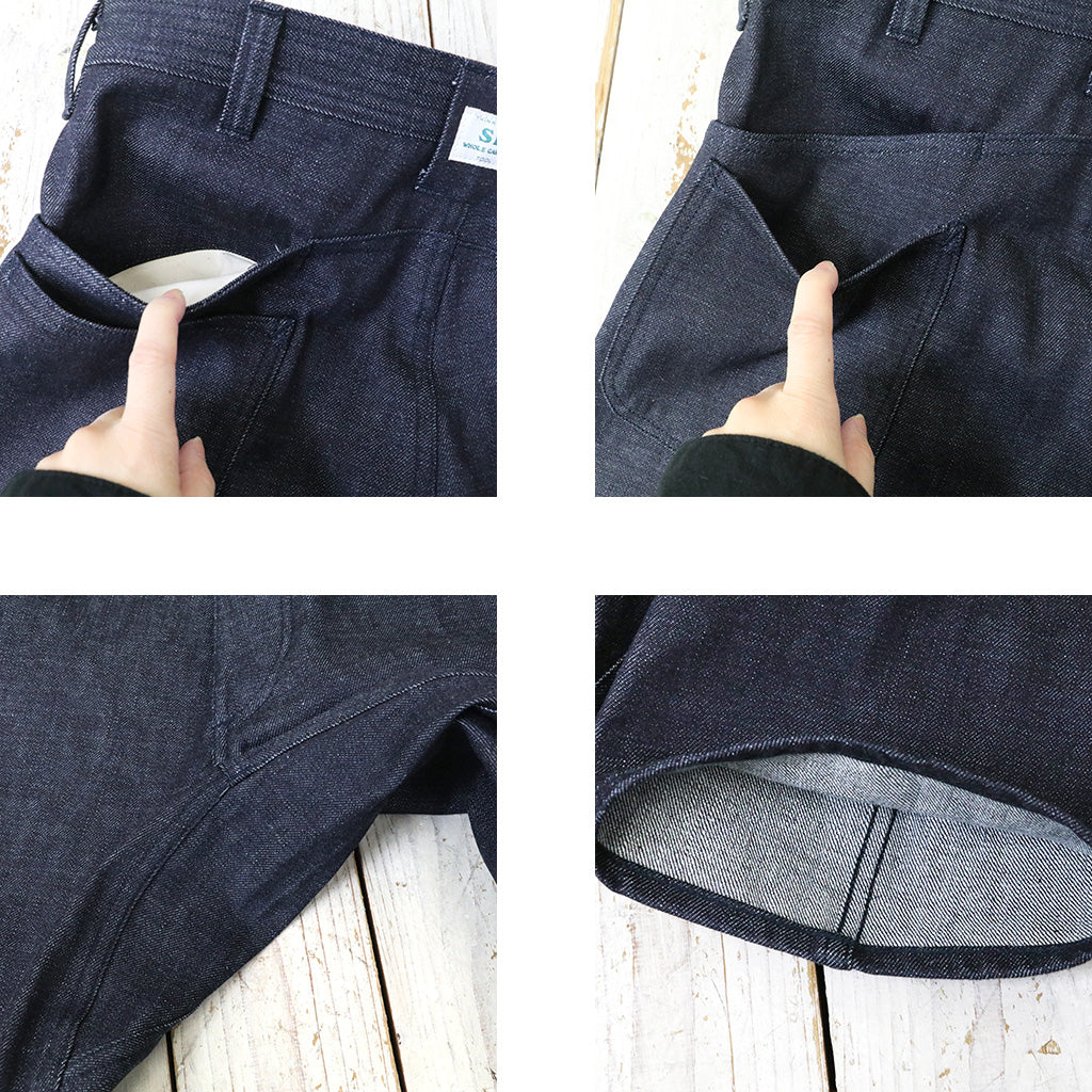 SASSAFRAS : GARDENING AT NIGHT PANTS(13.5oz DENIM) (INDIGO)