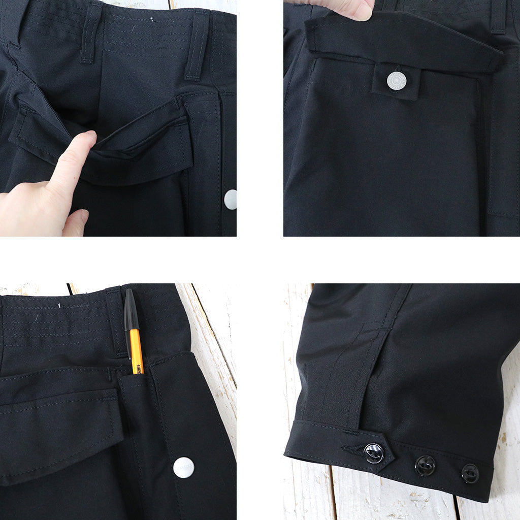 SASSAFRAS : DIGS CREW PANTS 4/5(P/C WEATHER) (BLACK)