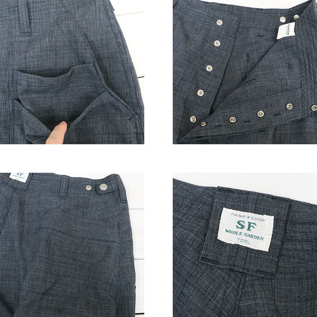 SASSAFRAS : OVERGROWN FATIGUE PANTS 1/2-WOOLINO (GRAY)