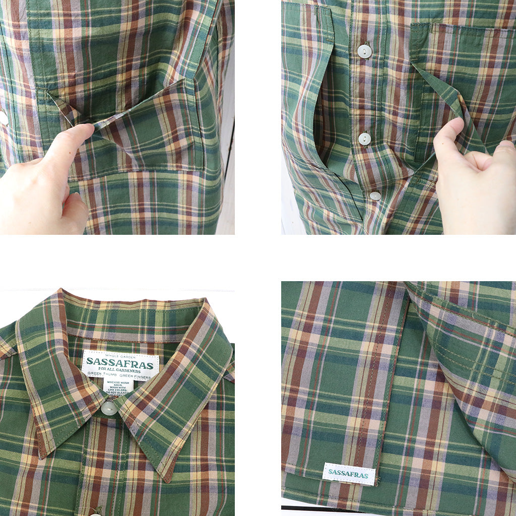 SASSAFRAS : LEAF PRUNER HALF 1/2-ORGANIC COTTON MADRAS