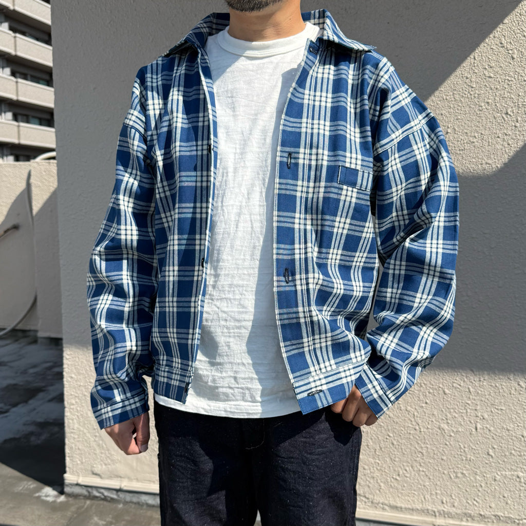 WAREHOUSE : Lot 2231 1900’S INDIGO BLUE and WHITE CHECK BLOUSE (CHECK)