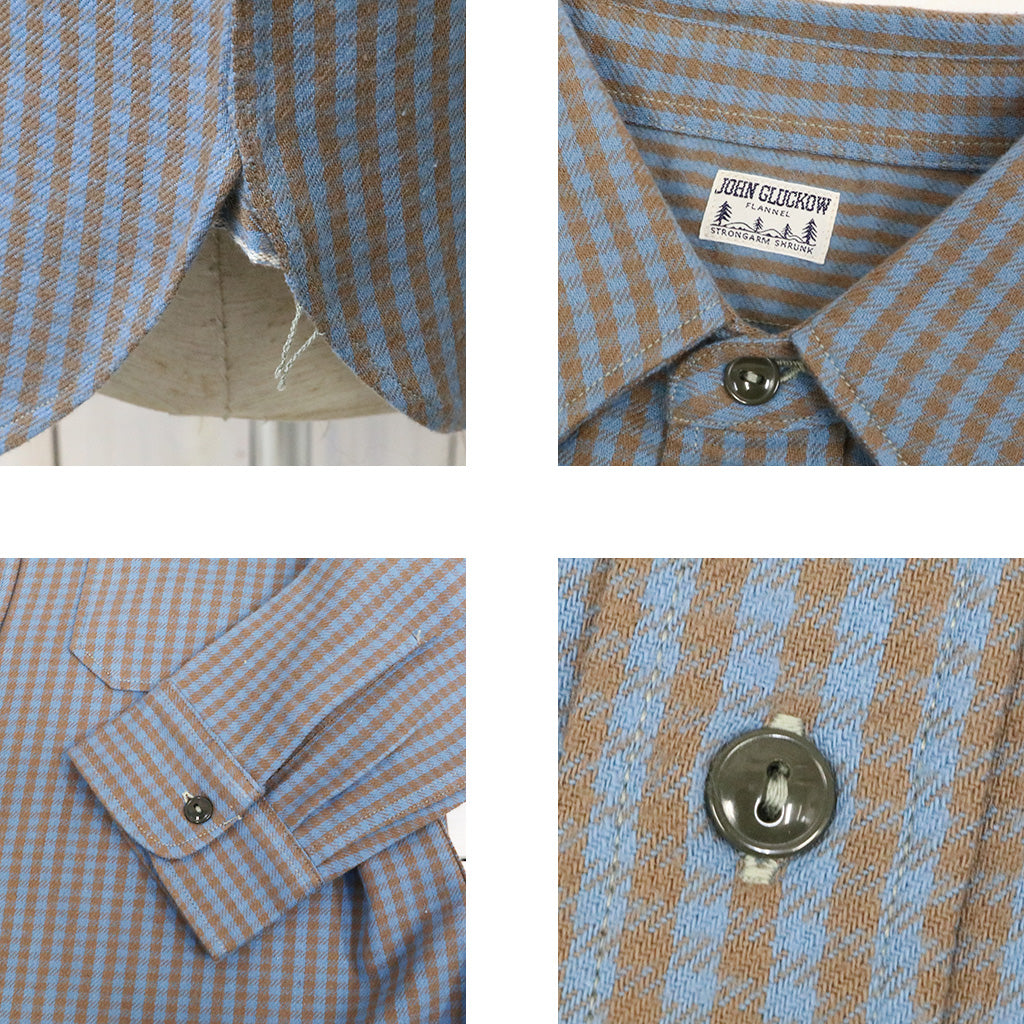 John Gluckow : Lot JG-06-2 The Everyday Flannel-flapless pockets (D柄 BROWN/SAX)