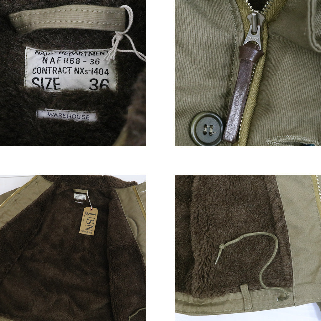 WAREHOUSE : Lot 2181 NAF1168 N-1 WINTER JACKET KHAKI(NXs-1404)USS ROCK AGSS-274 WWII Submarine