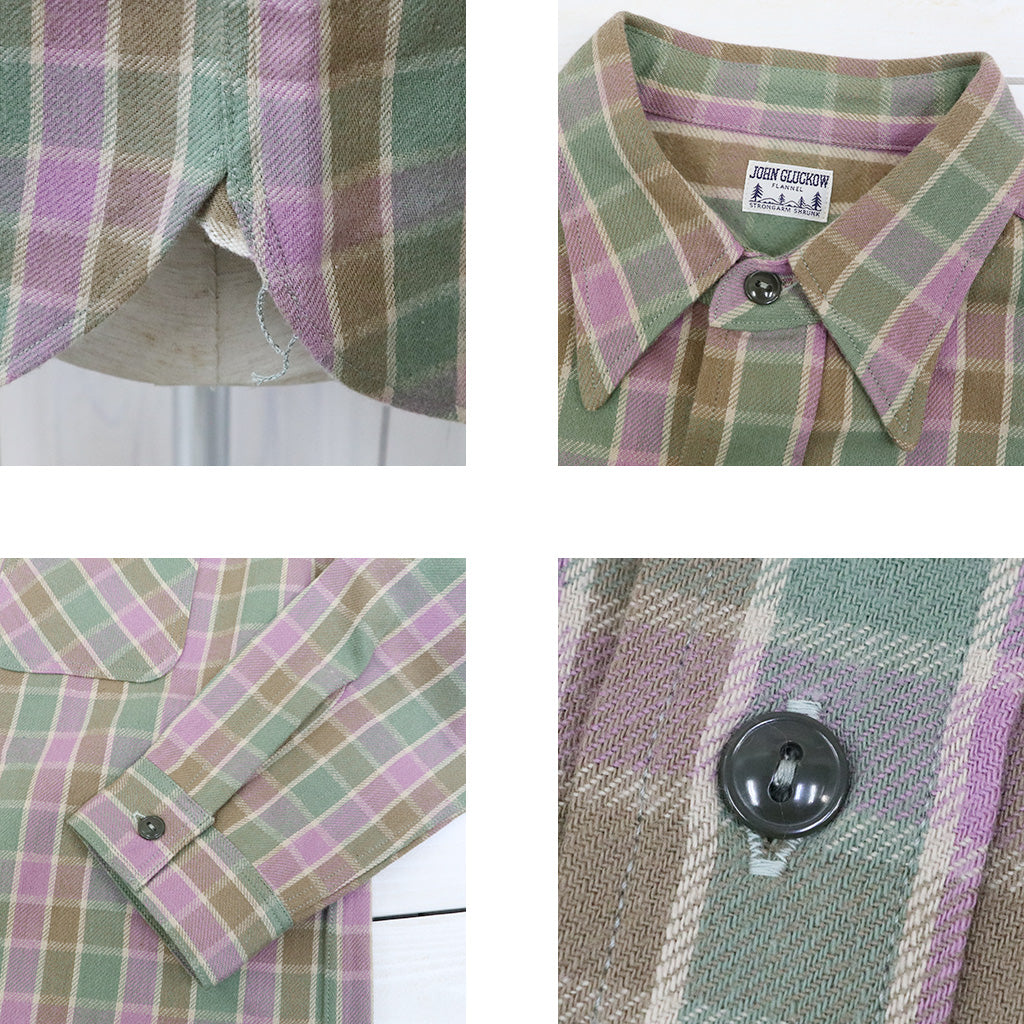 John Gluckow : Lot JG-06-2 The Ancient Flannel-the rounded pockets (C柄 GREEN/PURPLE)