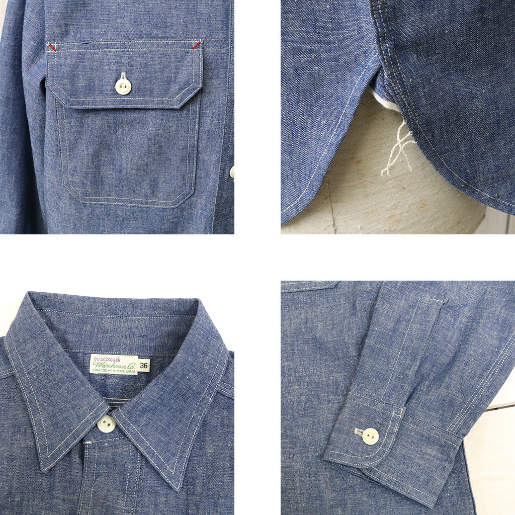 WAREHOUSE : Lot 3061 CHAMBRAY WORK SHIRTS(FULL OPEN) (シャンブレー)