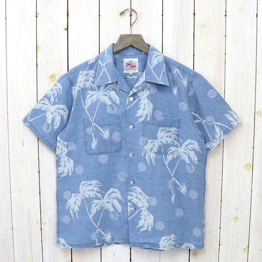 DUKE KAHANAMOKU『S/S INDIGO COTTON HAWAIIAN SHIRT-MOONLIGHT PLAMTREE』(BLUE)