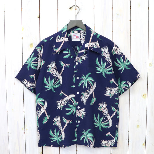 DUKE KAHANAMOKU『S/S RAYON HAWAIIAN SHIRT-DERBY』(NAVY)