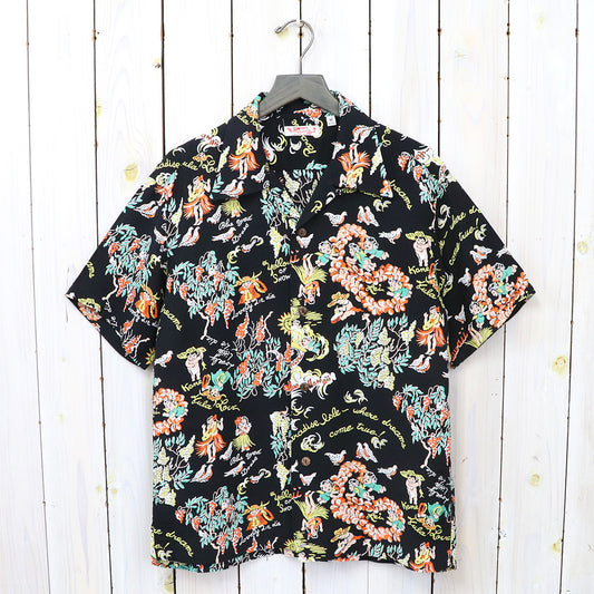 SUN SURF『S/S RAYON HAWAIIAN SHIRT-MOEUHANE DREAM CASTLE』(BLACK)