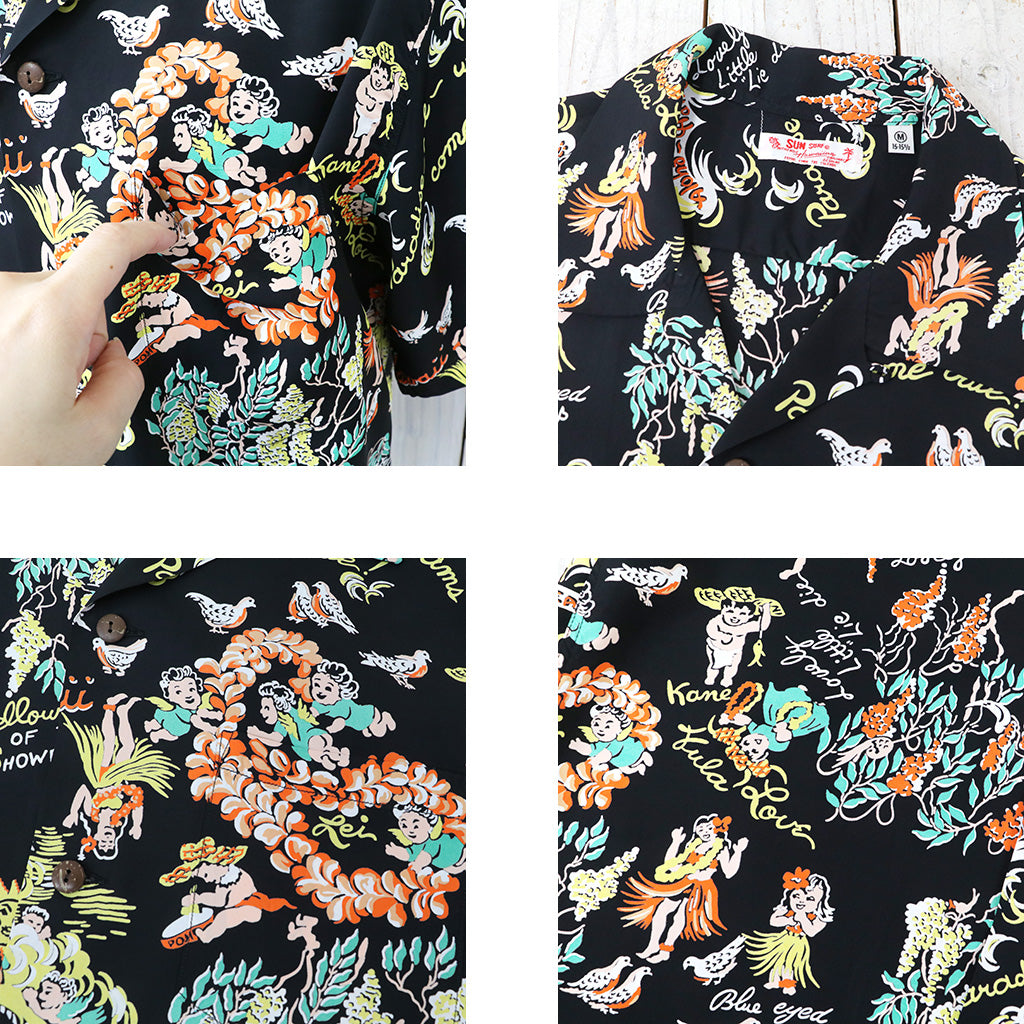 SUN SURF『S/S RAYON HAWAIIAN SHIRT-MOEUHANE DREAM CASTLE』(BLACK)