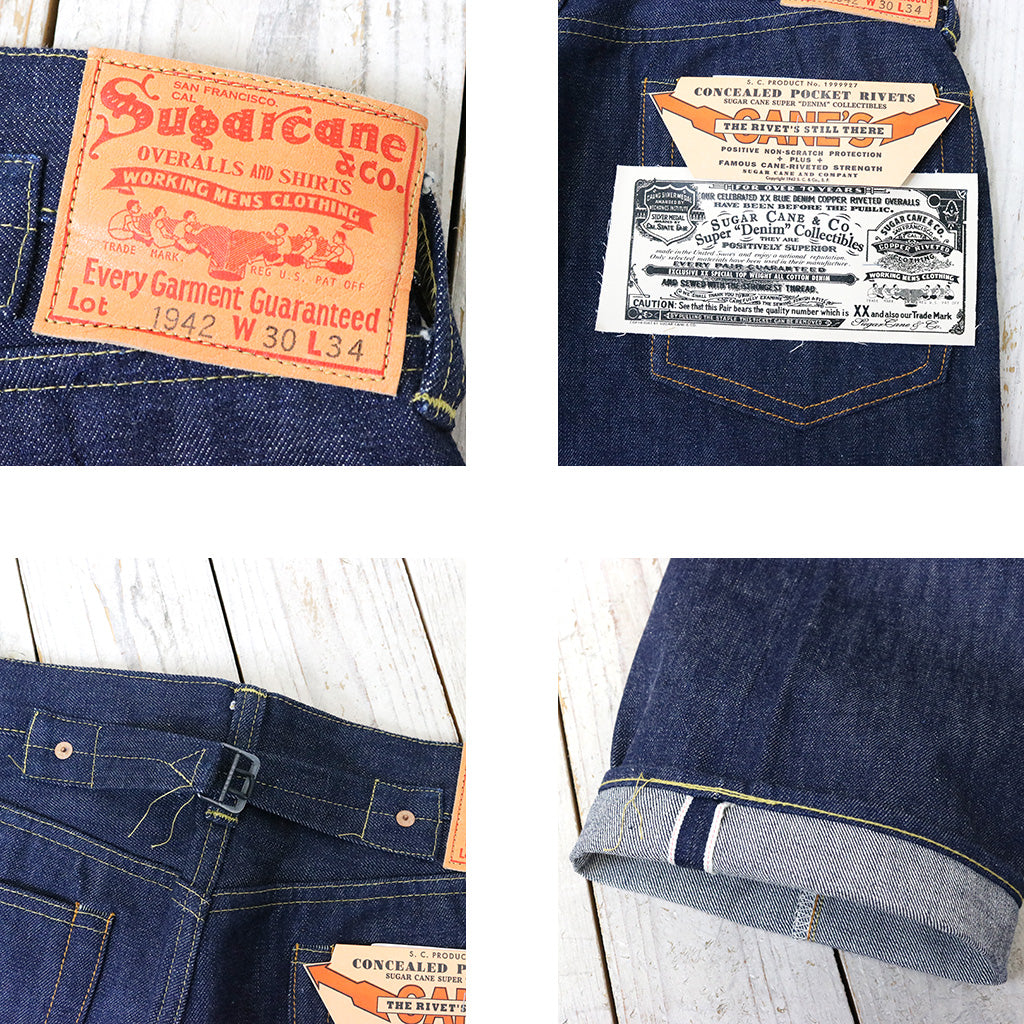 SUGER CANE Super : “Denim” Collectible "#05 14.25oz. DENIM WAIST OVERALLS 1942 MODEL