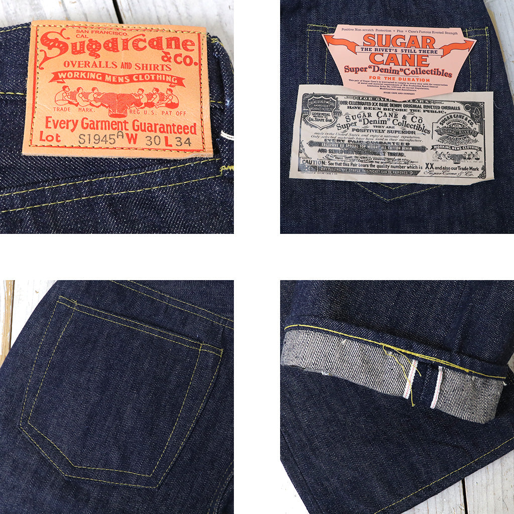 SUGER CANE Super : “Denim” Collectible #01 14oz. DENIM WAIST OVERALLS 1945 MODEL