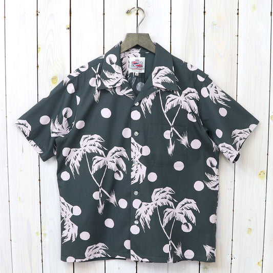 DUKE KAHANAMOKU『S/S COTTON HAWAIIAN SHIRT -MOONLIGHT PALMTREE』(BLACK)