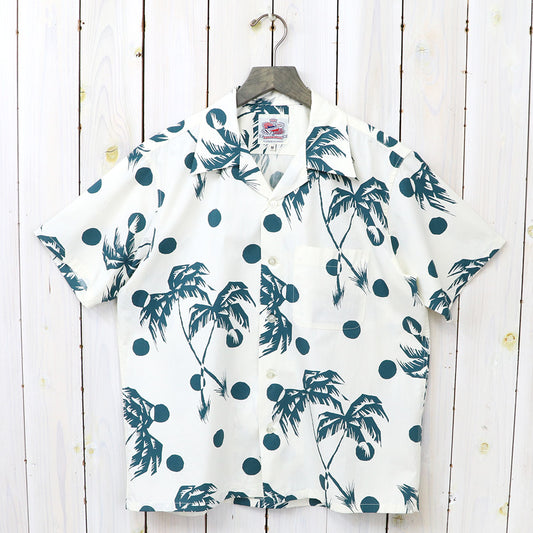 DUKE KAHANAMOKU『S/S COTTON HAWAIIAN SHIRT -MOONLIGHT PALMTREE』(CREAM)