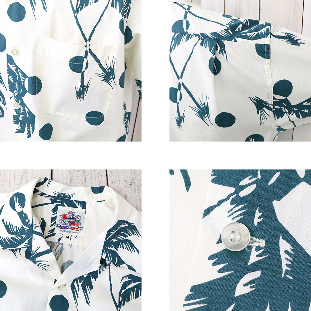 DUKE KAHANAMOKU『S/S COTTON HAWAIIAN SHIRT -MOONLIGHT PALMTREE』(CREAM)