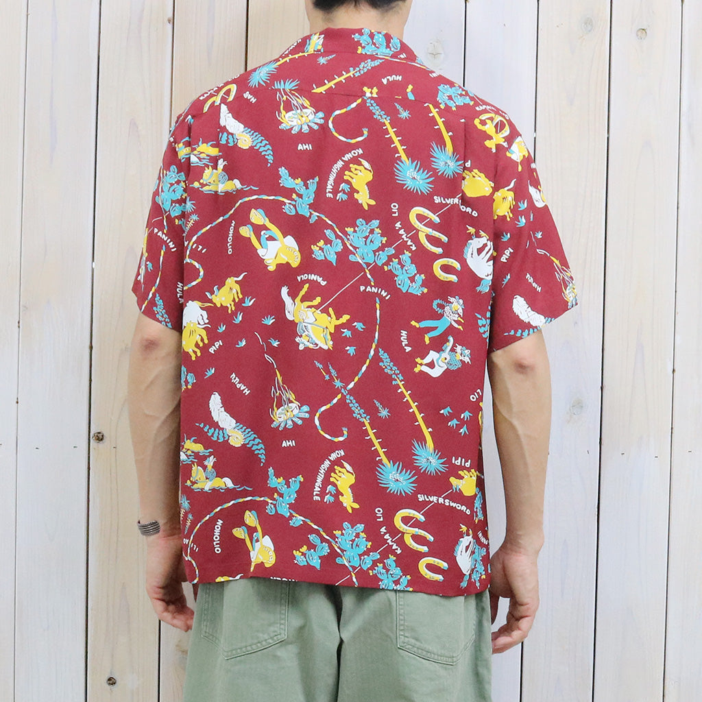 SUN SURF : S/S RAYON HAWAIIAN SHIRT -PANIOLA TOWN (BROWN)