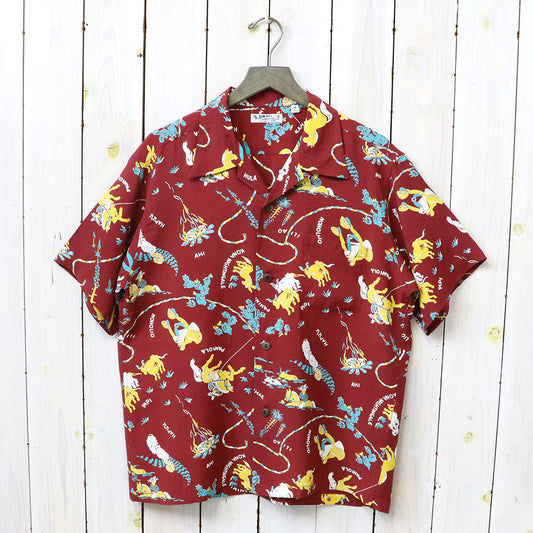 SUN SURF : S/S RAYON HAWAIIAN SHIRT -PANIOLA TOWN (BROWN)