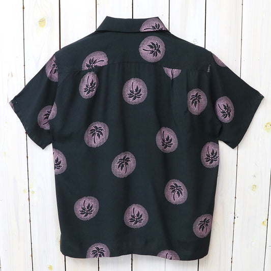 DUKE KAHANAMOKU : S/S RAYON HAWAIIAN SHIRT-WONDROUS PLAM TREE (BLACK)