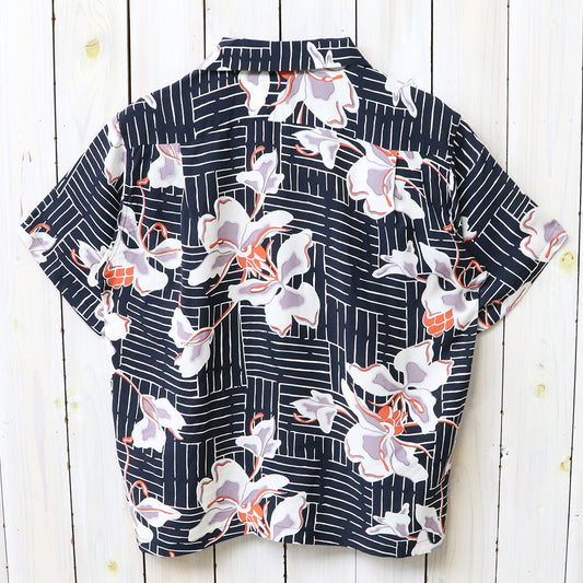 SUN SURF : S/S RAYON HAWAIIAN SHIRT-WHITE GINGER (BLACK)