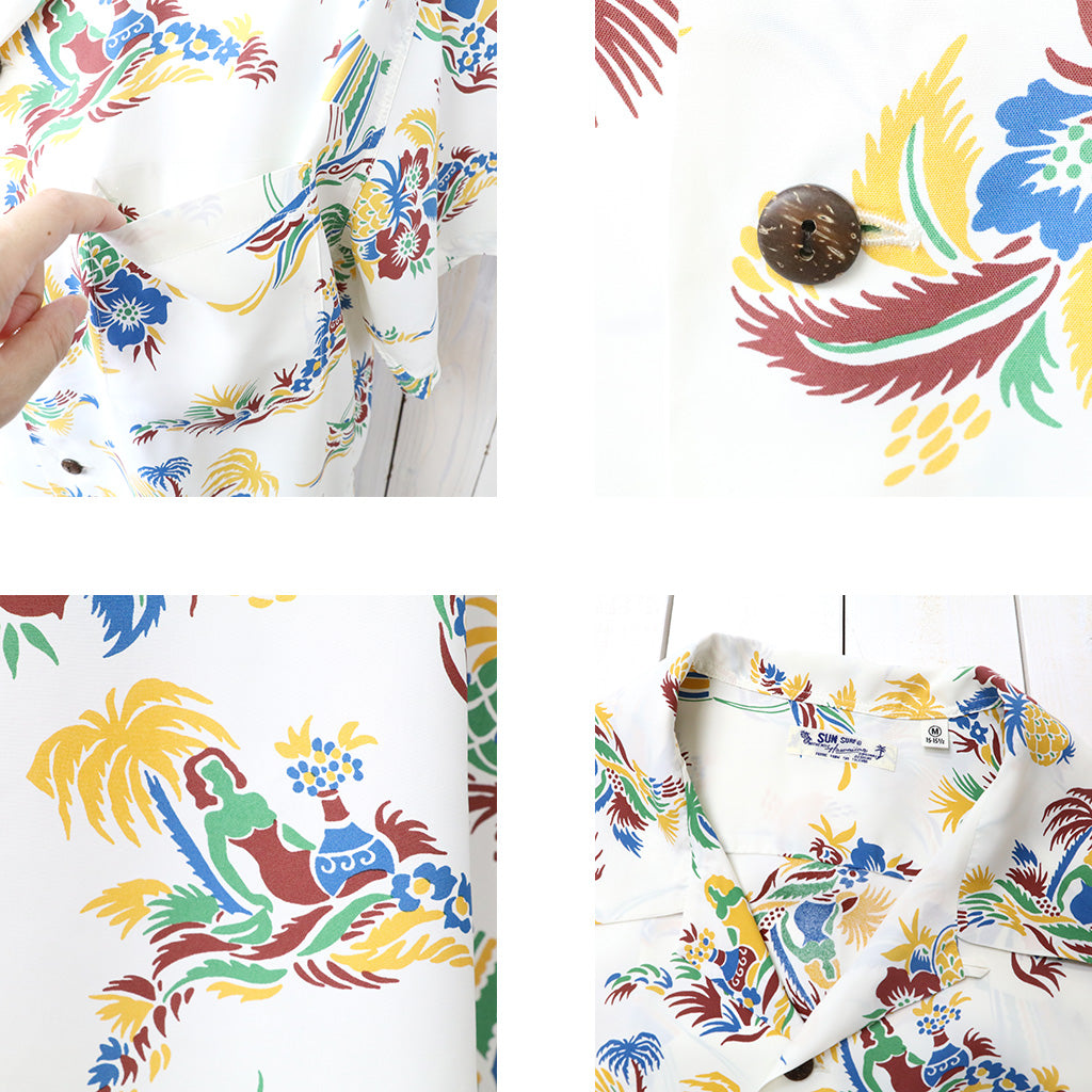 SUN SURF : S/S RAYON HAWAIIAN SHIRT-ISLAND TRIP (OFF WHITE)