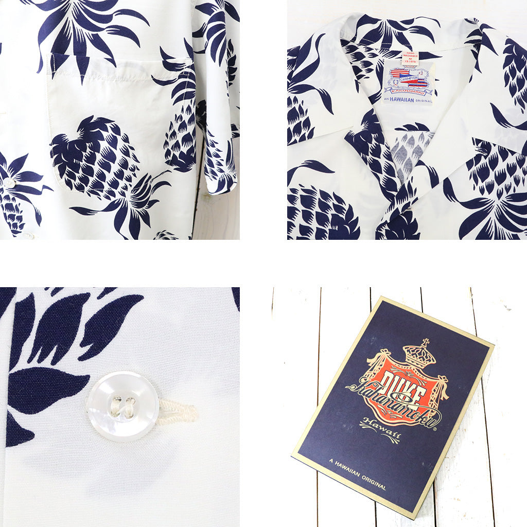 DUKE KAHANAMOKU : S/S RAYON HAWAIIAN SHIRT-DUKE’S PINEAPPLE (OFF WHITE)