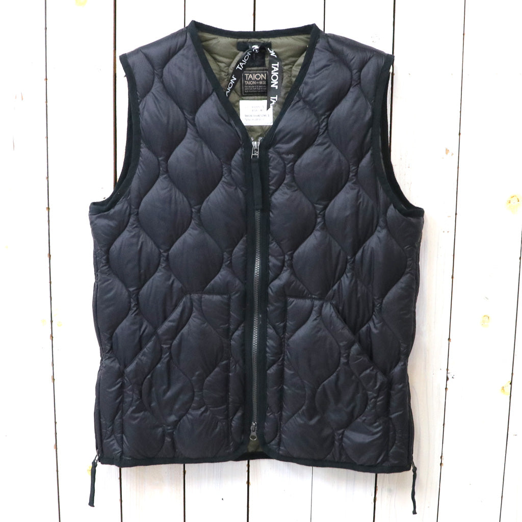 TAION : MILITARY V NECK W-ZIP DOWN VEST-SOFT SHELL (BLACK
